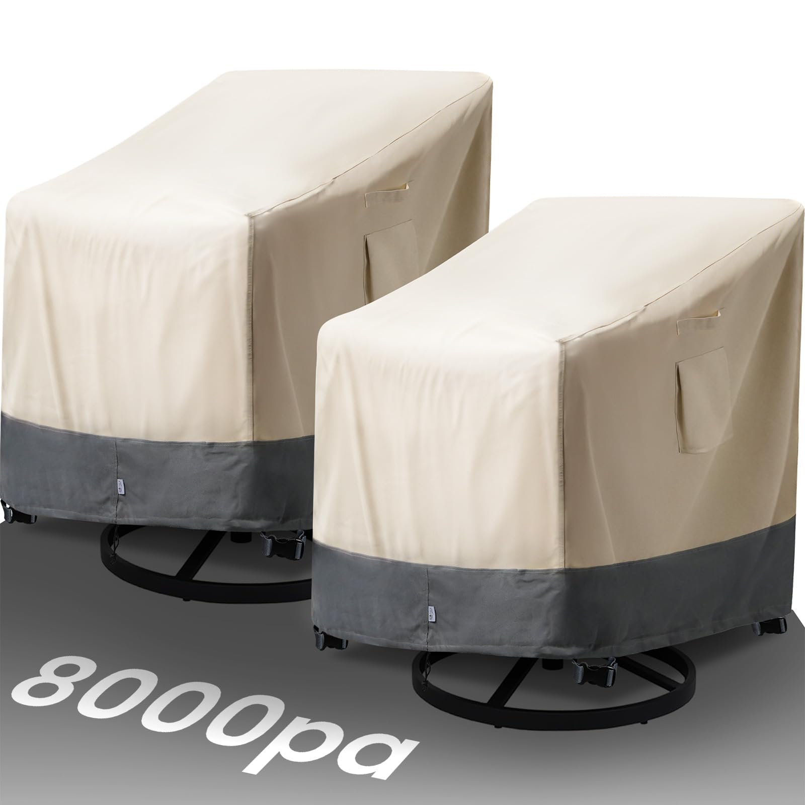 Photo 1 of Extra Heavy Duty Patio Chair Covers Waterproof Up to 8000pa, 2 Pack Patio Furniture Covers for Outdoor Swivel/ Rocking Chair/ Adirondack Chairs, Outdoor Seat Cover with Air Vents, 33"W x 35"D x 38.5"H