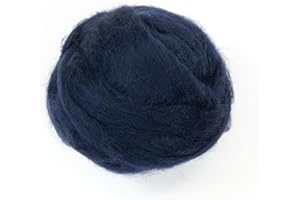 Kondoos Colored Natural Wool roving, 8 OZ. Best Wool for Needle Felting, Wet Felting, handcrafts and Spinning. (Blue Navy)