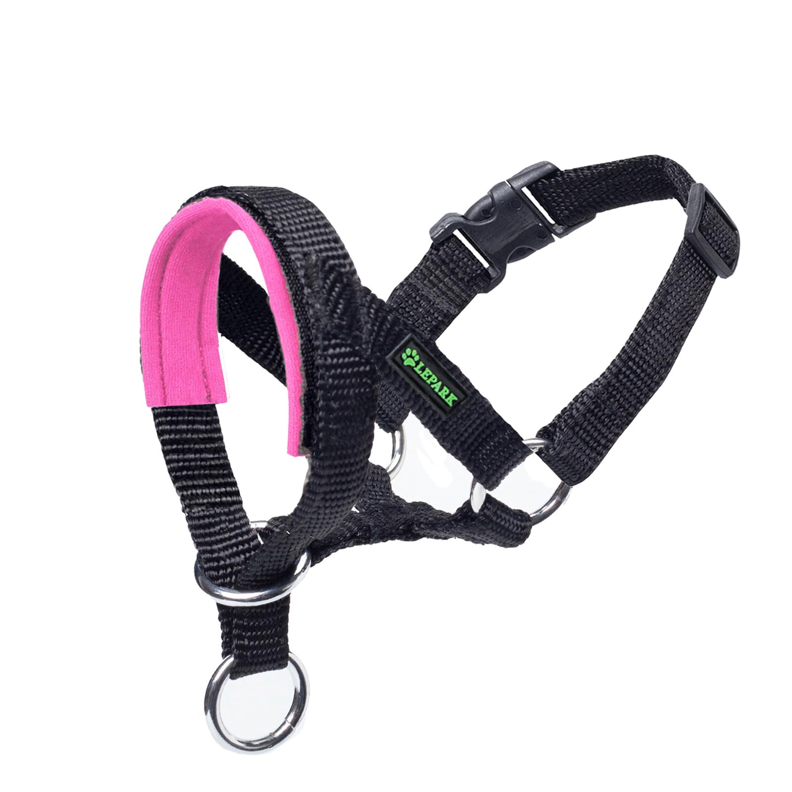 ILEPARK Dog Head Collar with Padded Fabric, Head Harness for Dogs, Anti pulling Head Halter Collar, Adjustable and Easily Control (L, Pink)