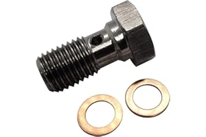 STEBER Stainless Steel Banjo Bolts M12x1.5 Brake Fitting Adapter Universal with M12 Copper Washers, Single Banjo Bolt M12x1 Metric Thread