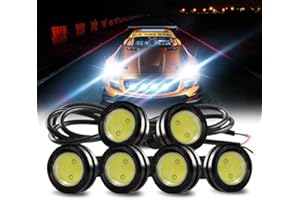 Teguangmei 6 Pack 23mm High Power White 9W Eagle Eye LED Lights DRL Daytime Running Fog Light Tail Backup Light Warning Lights Car Motorcycle Accessories
