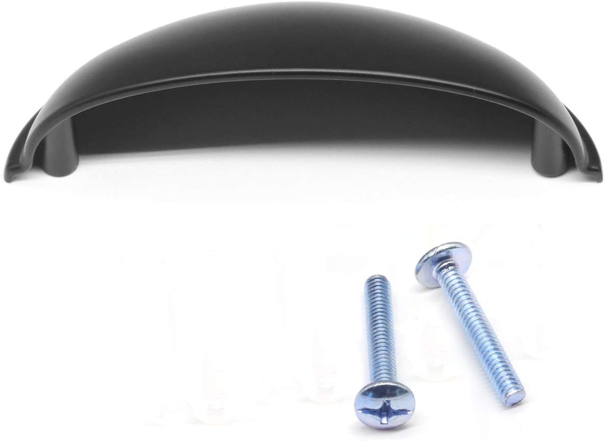 Onlee Cup Pulls Flat Black Bin Cup Drawer Handle Pull Kitchen