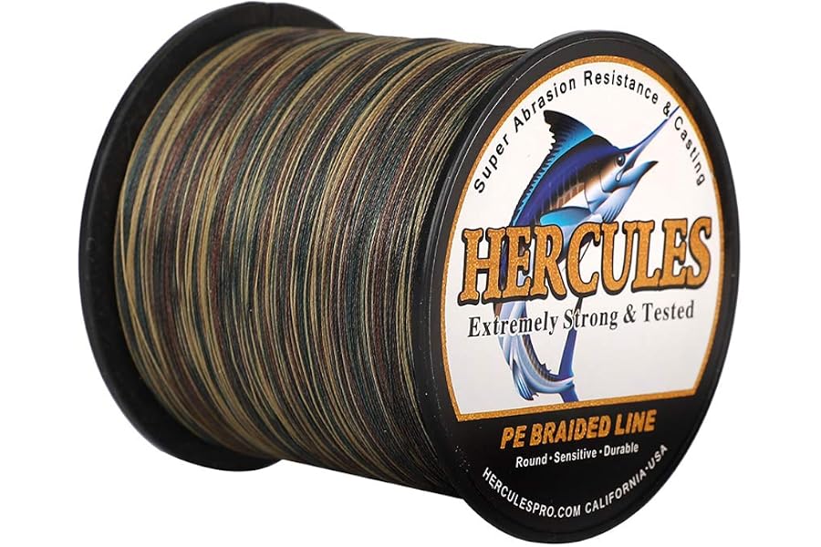 HERCULES Cost-Effective Super Strong 4 Strands Braided Fishing Line 6LB to 100LB Test for Salt-Water, 109/328 / 547/1094 Yards (100M / 300M / 500M / 1000M), Diam# 0.08MM - 0.55MM, Hi-Grade