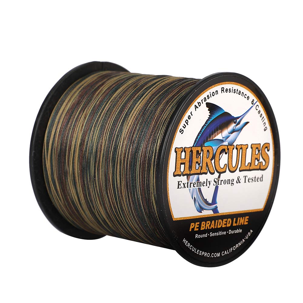 HERCULES Braided Fishing Line 300m 328yds 6lbs-100lbs Pe Superline 4 Strands (Camouflage 70lb/31.8kg 0.44mm) — image 1
