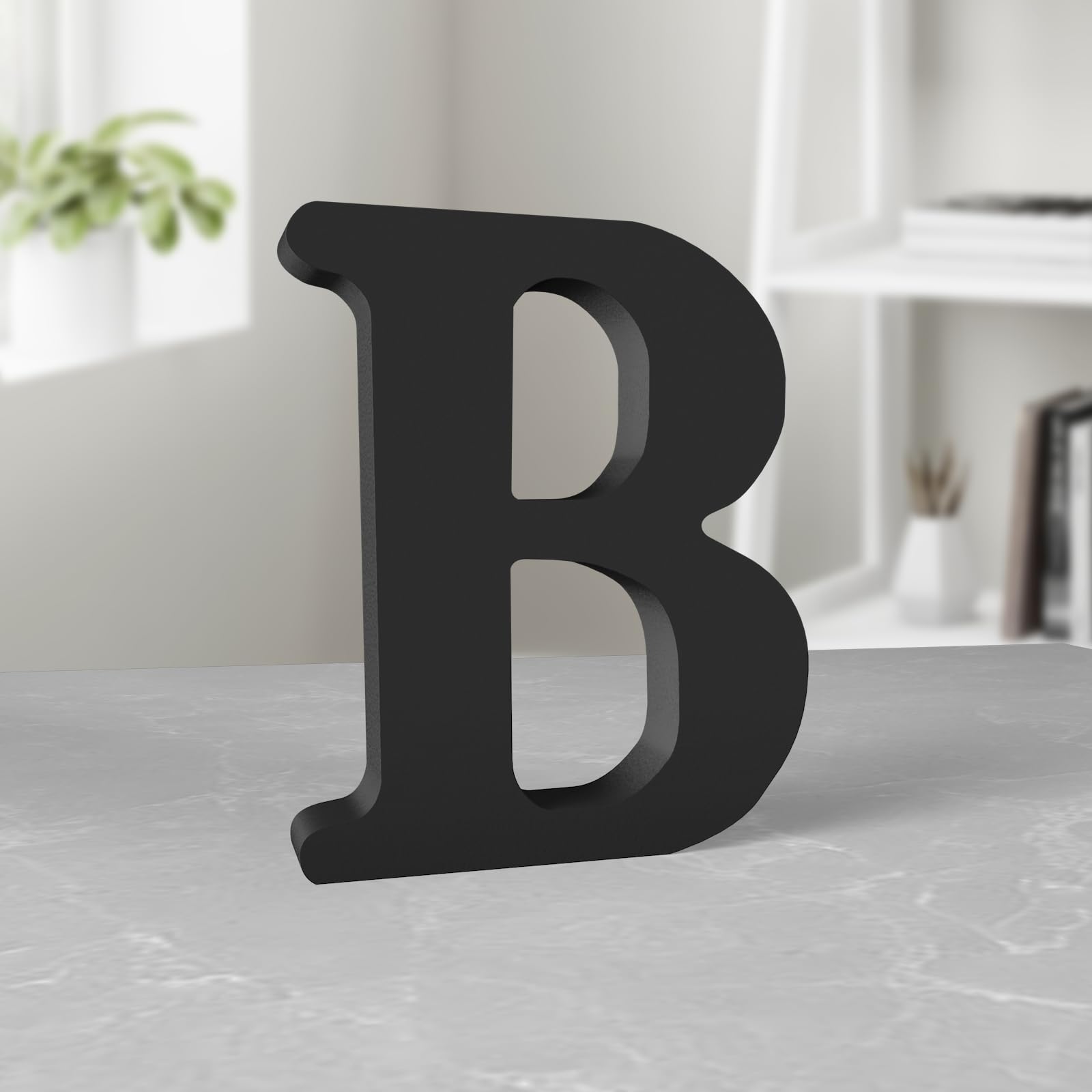 Aruatu Black Wood Letters - 6 Inch Unfinished Standing Letters for Wall Decor, Slices Sign Board and Home Decoration