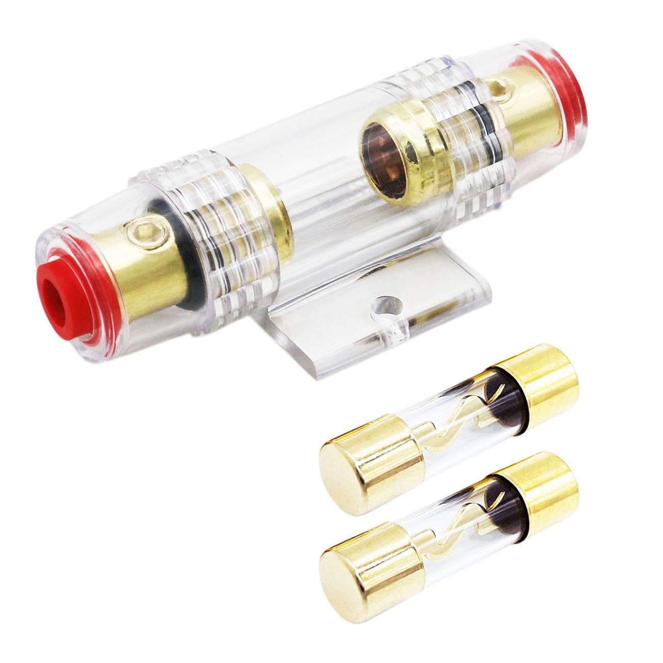 Carviya In-line AGU Fuse Holder for 4-10 Gauge AWG Wire / 6 Gauge & 8 Gauge/with Two 60A AGU Fuses for Car Audio/Alarm/Amplifier/Compressors/Auto Parts/Automotive/Marine/Industrial (1 Pack)