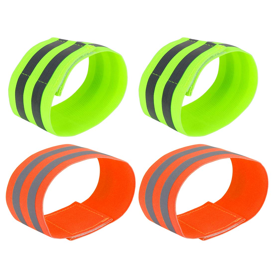 X AUTOHAUX 4pcs Cycling Armbands Slaps Bands for Arm Ankle Orange Green