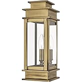 Livex Lighting 2013-01 Transitional One Light Outdoor Wall Lantern from Princeton Collection Finish, Antique Brass