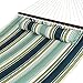 Best Choice Products Quilted Double Hammock w/ Detachable Pillow, Spreader Bar - Navy Blue and Teal Stripe