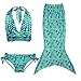 LILYFUN 3PCS Girls Mermaid Tail Swimsuit for Swimming Bikini Princess Dress Up Can Add MonoFins