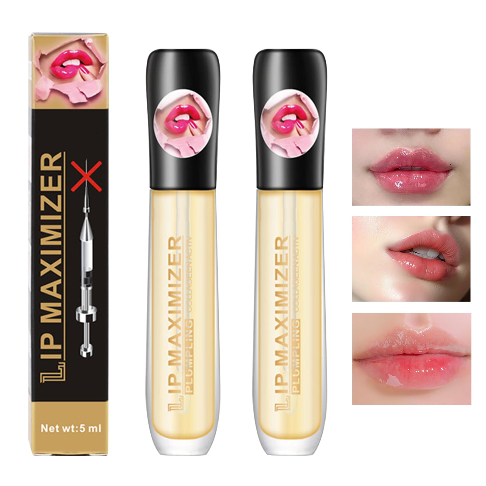 Plumping Lip Maximiser Serum,Lip Maximiser Hyaluronic Lip Plumper,3D Lip Plumper Extreme,Lip Gloss Enhancer Booster Volume,Eliminate Dryness Wrinkles And Improve Plumpness