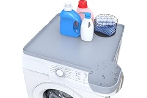 Famsoule Washer Dryer Protective Silicone Rubber Mat 23.6“ x 23.6" for Washer and Dryer Cover for the Top, Anti-Slip Washing Machine Cover, Laundry Room Accessories, Fits Most Washers and Dryers