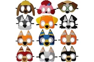 Blue Puppy Dog Felt Mask for Kids, 12 Packs Puppy Dogs Themed Party Supplies Party Cosplay Masks Birthday for Boys Girls