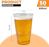 CHEF ROYALE 50 Disposable Clear Plastic Cups 660ml Full Pint CE Marked view 2
