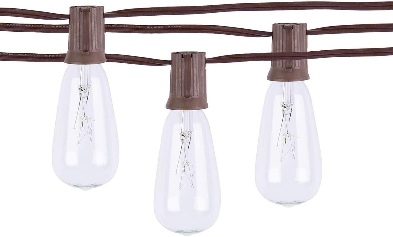 Afirst Outdoor String Lights 20Ft with 20 Edison Bulbs Vintage Bistro String Lights Waterproof Patio String Lights for Garden/Backyard Party/Wedding-Brown Cord: Home Improvement