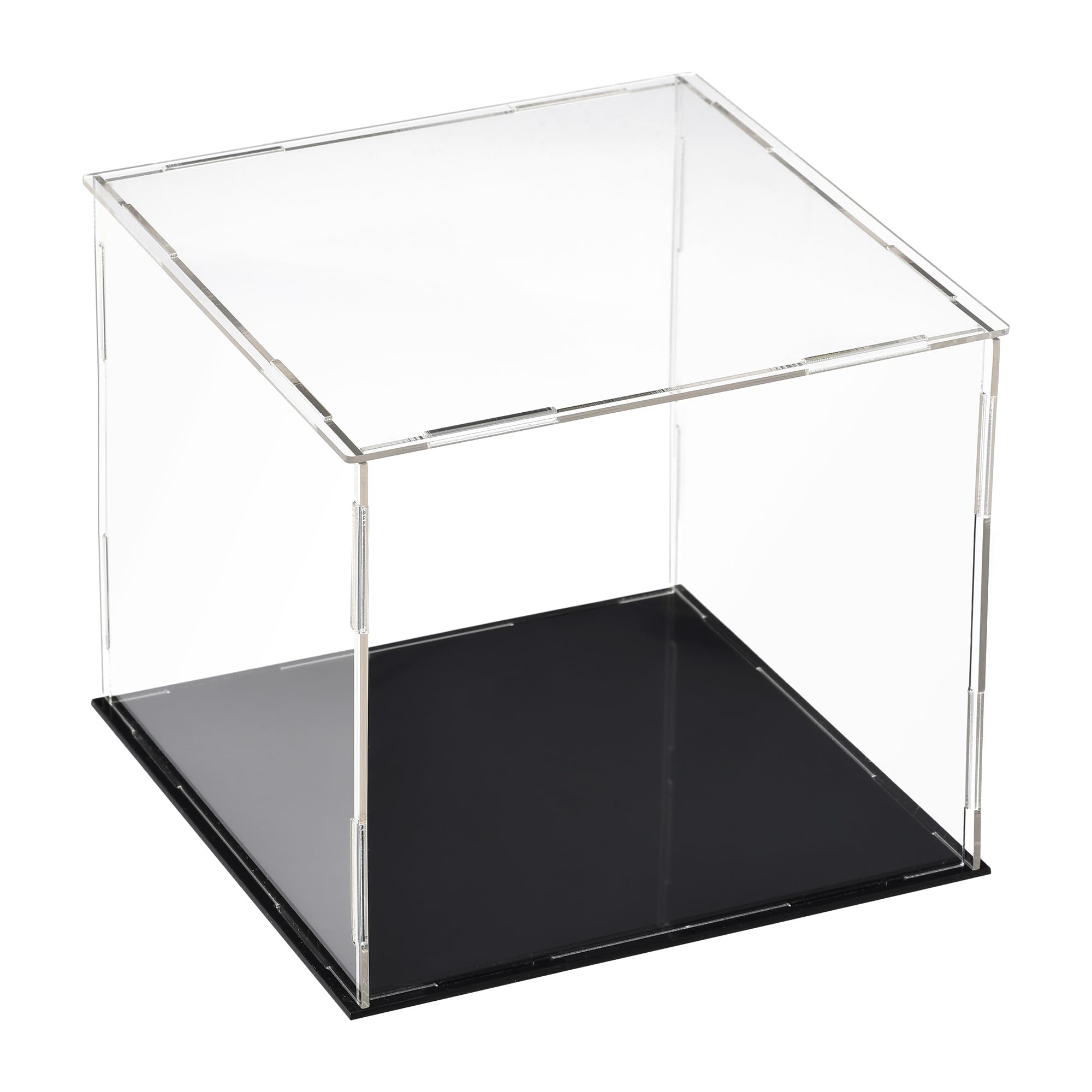 sourcing map Acrylic Clear Display Case Box Dustproof Protection Showcase Cube Collectibles Show Box 25x25x25cm