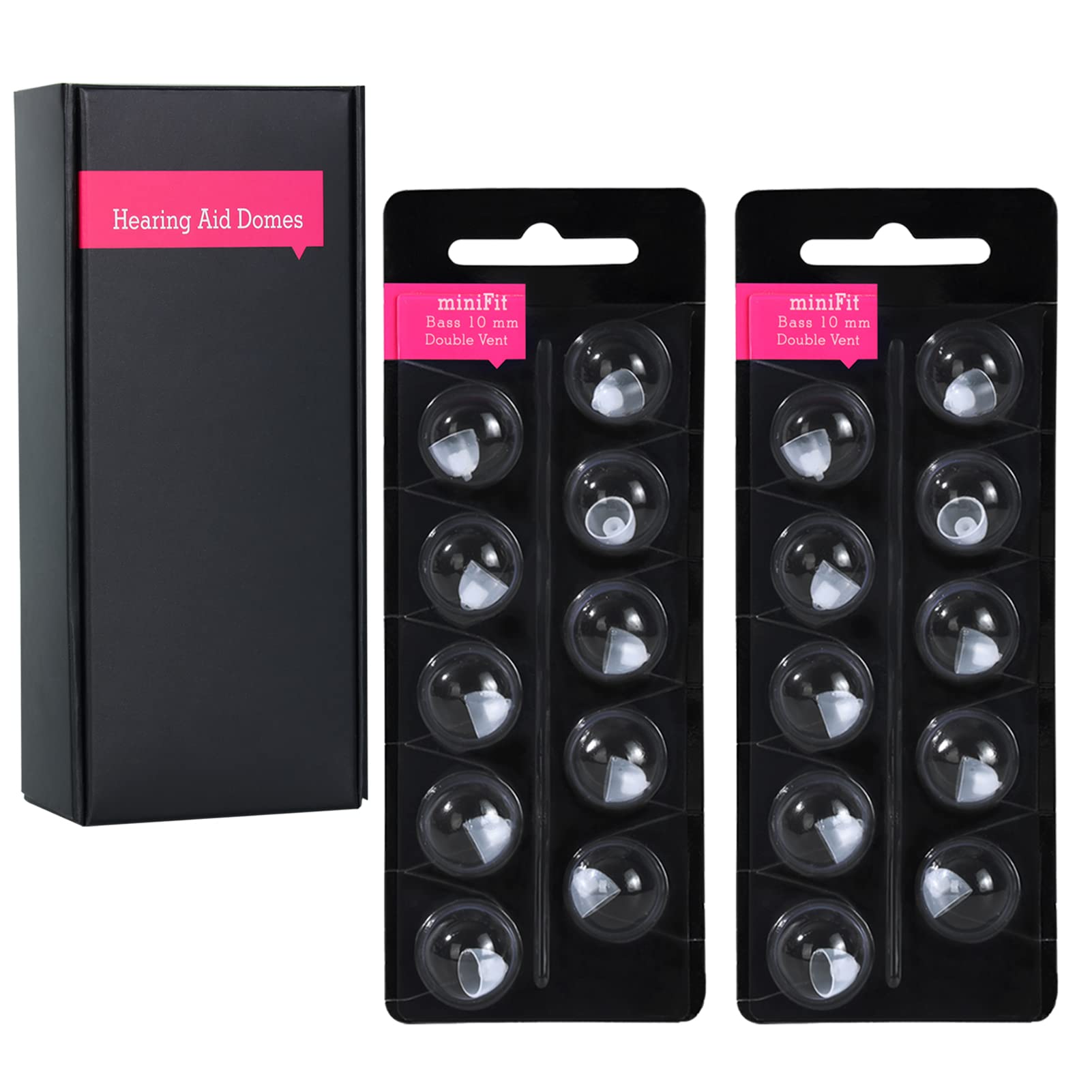 Hearing Aid Domes for Oticon Replacements,Oticon Minifit Double Vent Bass Domes (10 mm/2 Pack）,Universal Domes for Oticon Hearing Aid Supplies (10MM Double Vent) …