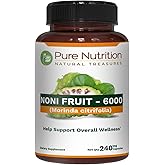 Pure Nutrition Noni Fruit Extract, 6000mg Strength | 240 Caps | Each Serving of 300mg Noni (20:1) Extract Offers Benefits Equivalent to 6000mg Noni Fruit I ONE Daily | Vegan Friendly