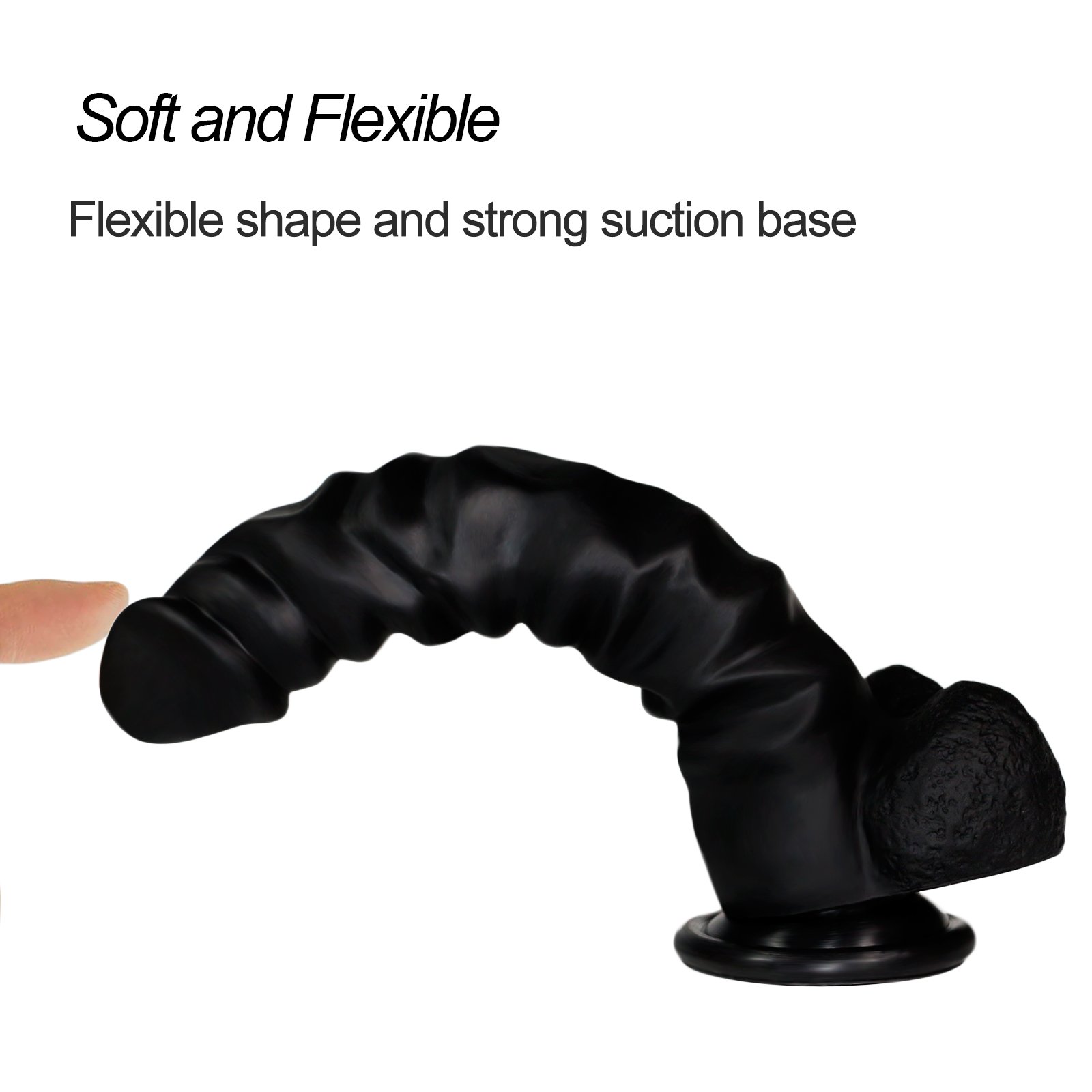 Tracy\'s Dog 9 Inch Liquid Silicone Dildo with Suction Cup Realistic Odorless Stimulative Penis Sex Toy (Black)