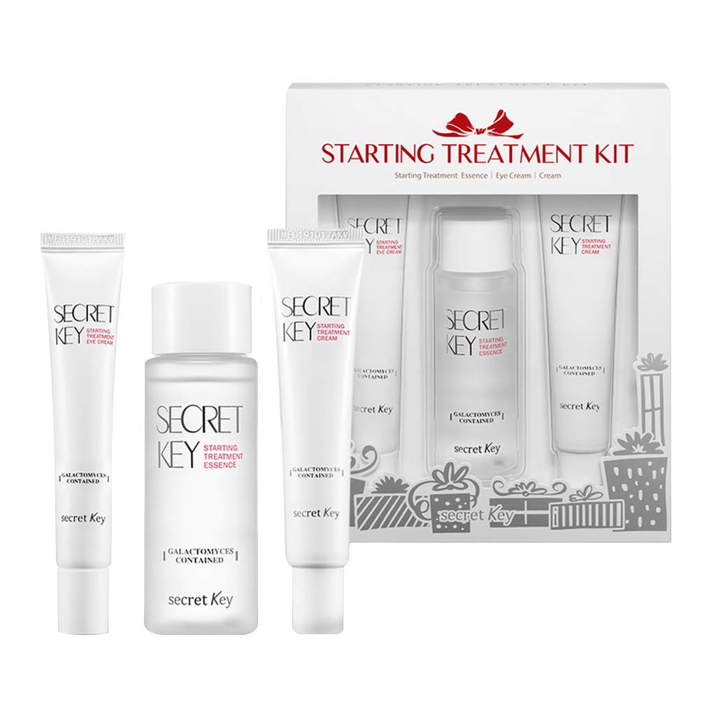 SECRET KEY Starting Treatment Kit (Essence 50ml + Eye Cream 15g + Cream 25g) - Galactomyces Contained Antioxidant Moisturizing Skin Care, Nourushing and Anti-Aging with Enzyme