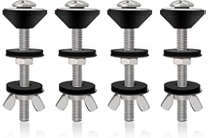 LOVPPY 4PCS Universal Toilet Tank to Bowl Bolts Kit, Heavy Duty Toilet Bolts, Waterproof Stainless and Rubber Washers Gaskets with Extra Long Nut Screw for Fastening (Silver)