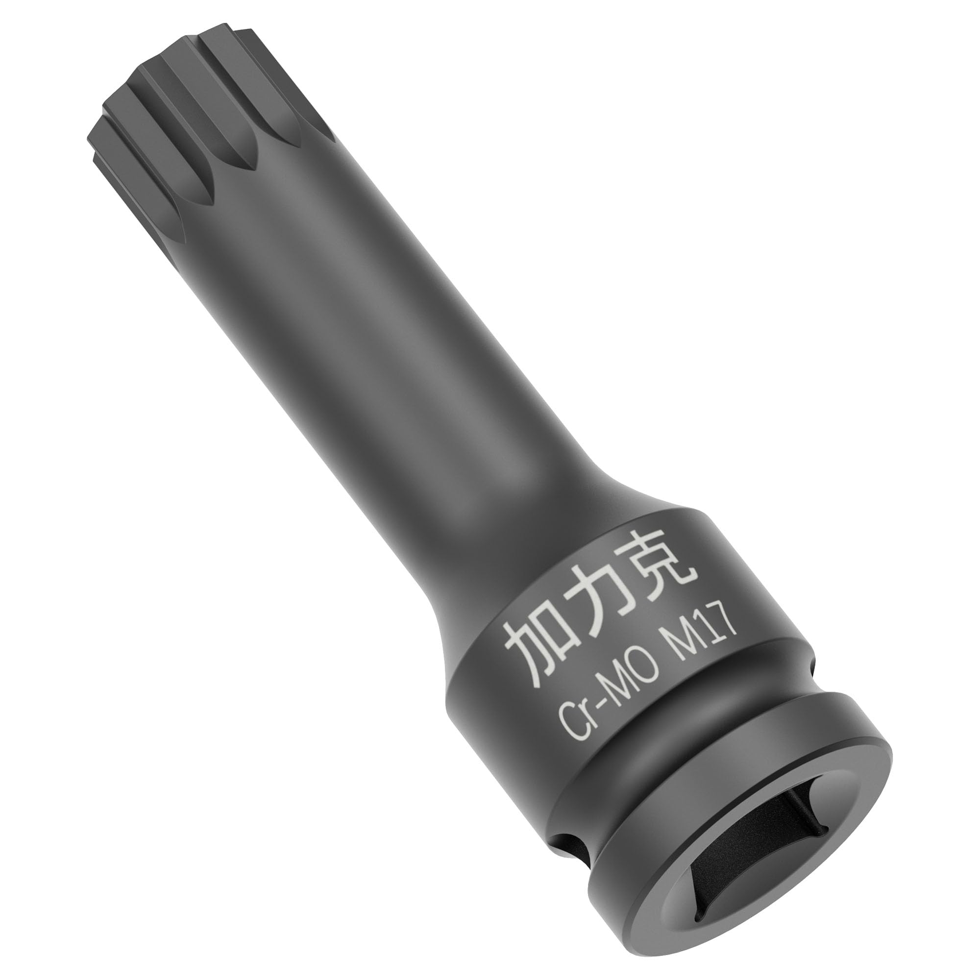 FOCMKEAS 1/2-Inch Drive x M17(17mm) Impact XZN Triple Square Spline Bit Socket, Metric Lengthen Screwdriver Socket Adapter, 3-Inch Length, CR-MO Steel, One-Piece Construction, Black