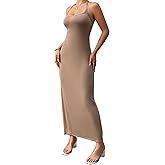 Banamic Long Full Slip Dress For Women Adjustable Neck Strap Slip Sexy Nightgown