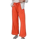 ALSOGO Women's Baggy Wide Leg Sweatpants Drawstring Elastic Waisted Casual Straight Trousers Outfits Athletic Palazzo Pants