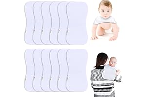 Premium 12-Pack 2-in-1 Baby Burp Cloths & Bibs | Organic Cotton 3-Layer Super Absorbent Burping Cloths & Spit Up Rags for Boy
