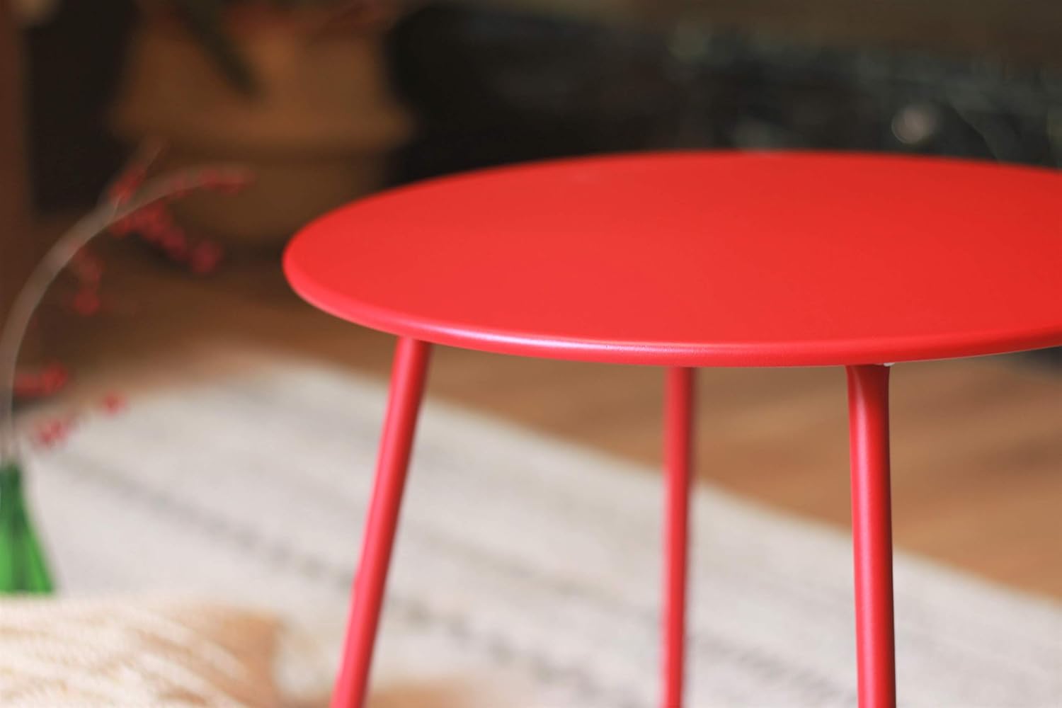 Pationate Patio Metal Side Table, Small Outdoor Bistro Round End Table (Poppy): Kitchen & Dining