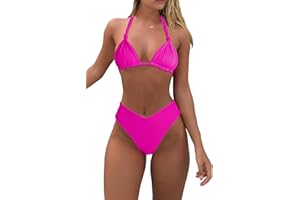 Bikini Sets for Women Sexy Halter Triangle String Bikini Cheeky V Cut High Waisted Thong Swimsuits 2 Piece