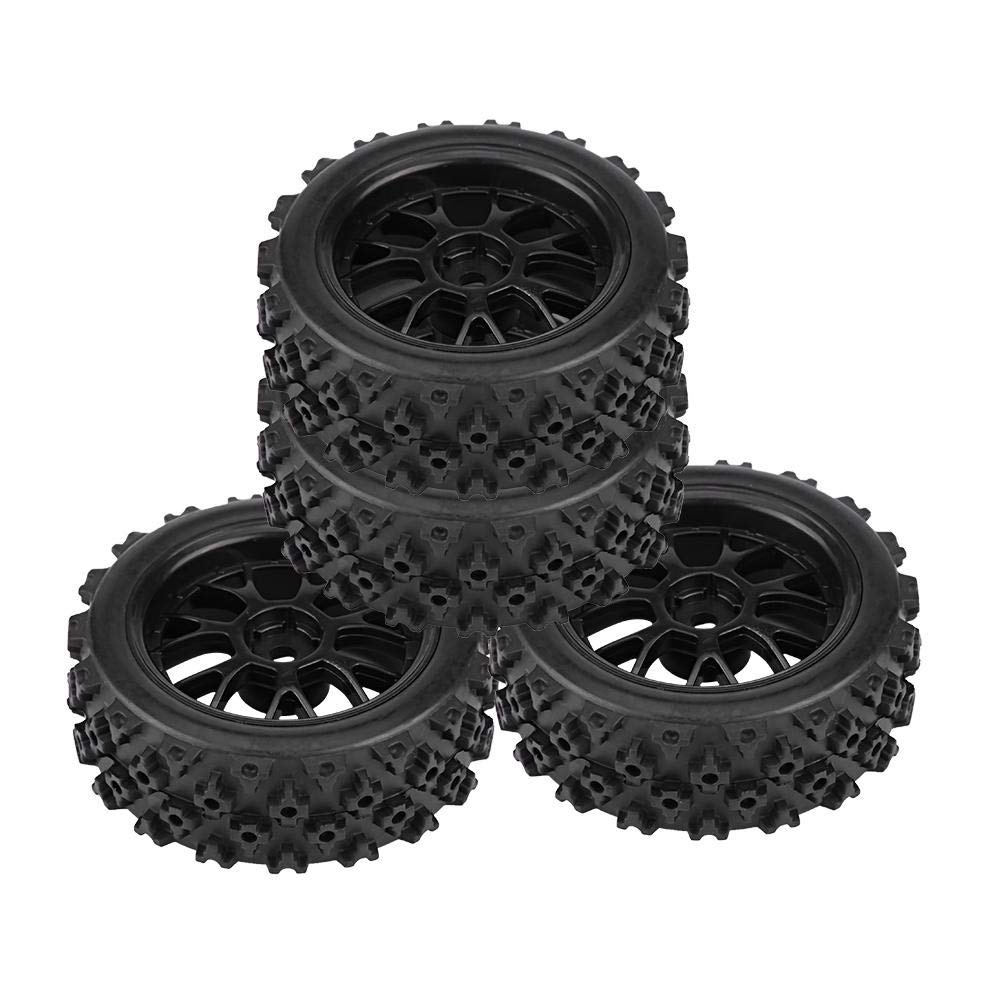 Drfeify RC Parts & Accessories 4 Pcs Toy Tire for 1/10 Car, High-Grip Ability Rubber with Plastic Hub, Black