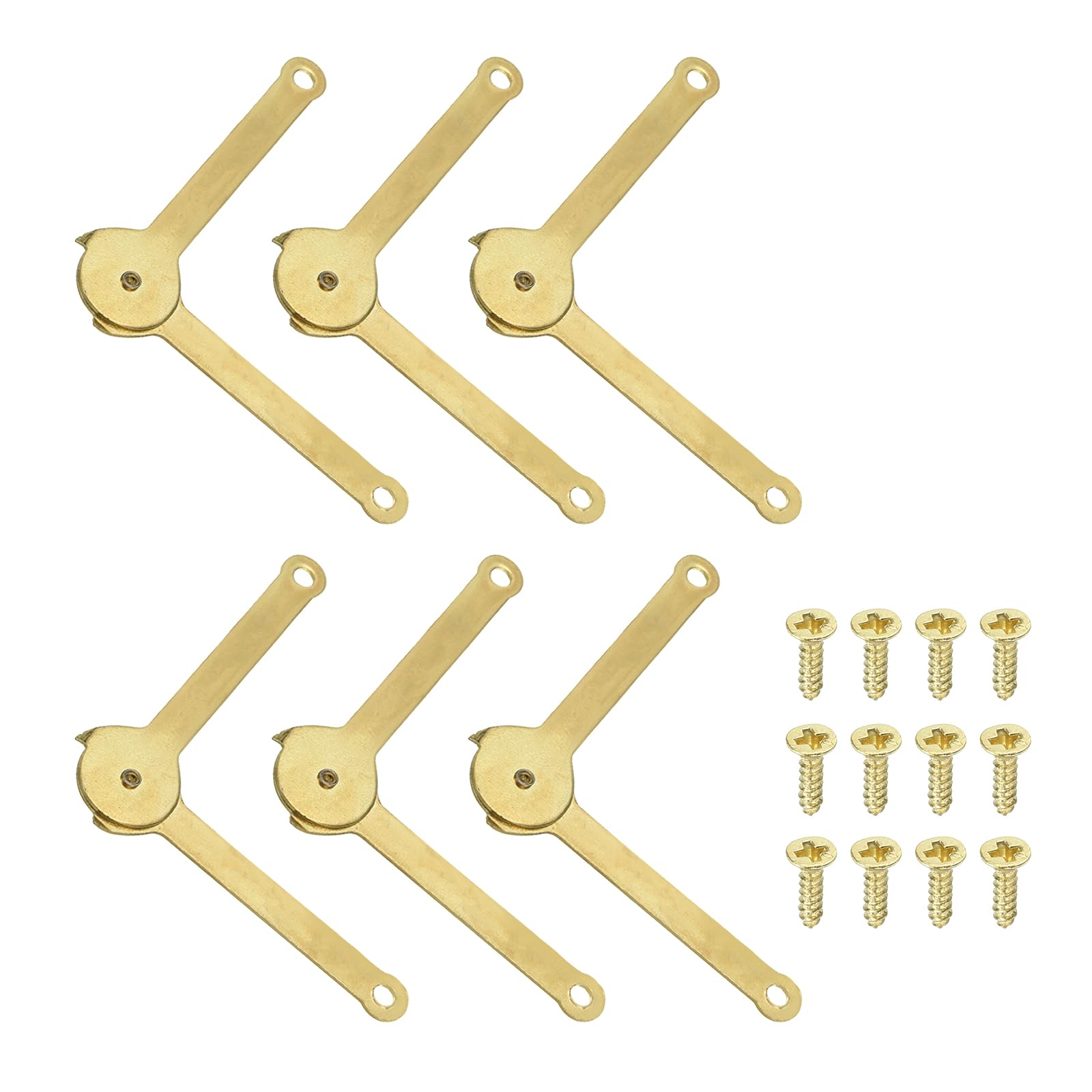 PATIKIL Lid Support Lid Stay 2.7" x 0.3", 6 Pack Metal 180 Degree Rotatable Hinge for Cabinet Jewellery Box Decoration Suitcase, Gold