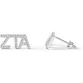 Sorority Shop Zeta Tau Alpha Earrings — White Gold Plated Stud Earrings, Long-Lasting Zeta Tau Alpha Sorority Gifts for Women