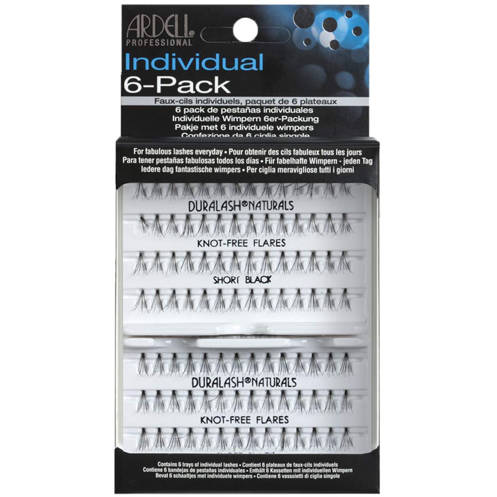 ARDELL Knot-Free Individuals Eye Lashes, Short, Black, Pack of 6
