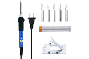 Soldering Iron Kit Electronics - FEITA Adjustable Temperature Solder Iron AC110V 60W with 5Pcs Different Solder Tips, Soldering Stand, Solder Wire for Variously Electronic Repair