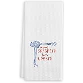 KDHTY Funny Kitchen Towels, More Spaghetti Less Upsetti Pasta Lovers Gifts Hand Towels, Funny Humorous Gifts for Kitchen Decor Soft Dish Cloth for Women, 16x24 Inches