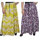 Mogul Womens Gypsy Long Skirts Lot Of 2 Printed Boho Hippie Falred Long Skirts