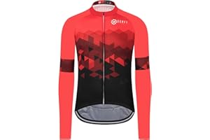 GCRFL Men's Cycling Jersey Long Sleeve Biking Shirt with 3+1 Zipper Pocket Breathable Quick Dry Bicycle Jersey