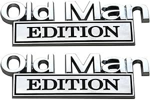 2Pcs Old Man Edition Emblems 3D Metal Badge Side Rear Tailgate Bumper Decal Nameplate Sticker for Car Truck (Chrome Black)