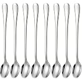 Long Handle Iced Tea Spoons, 7.9" 18/10 Stainless Steel Cocktail Stirring Spoons with Thickened Ergonomic Handle, Tall Coffee &amp; Latte Stirrers, Dessert Spoon Set, Dishwasher Safe 8-Piece
