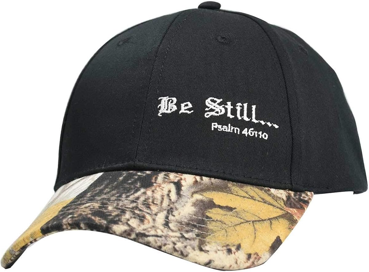 EDTREK Men's Camo Rugged Adjustable Be Still Baseball Cap Hunting/Fishing/Outdoor Cap (Black