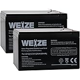 WEIZE 12 Volt 12 Ah Rechargeable Battery with F2 Terminals, Sealed Lead Acid (SLA) AGM Deep Cycle Battery Replaces BP12-12,GP12120,GS12V12AH,6-DW-12, 2 Pack