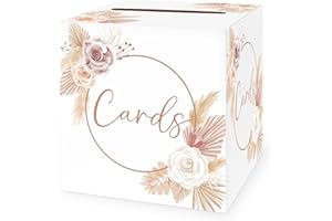 LIKAJON Boho Floral Card Holder for Party - 8.7" Box for Wedding, Gift, Birthday, Baby Shower, Retirement, Anniversary, Bridal Shower & Raffle Ticket