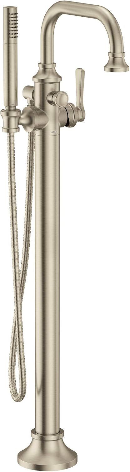 Moen Align Floor Mount Tub Filler With Hand Shower - Brushed Nickel (Model 395BN)