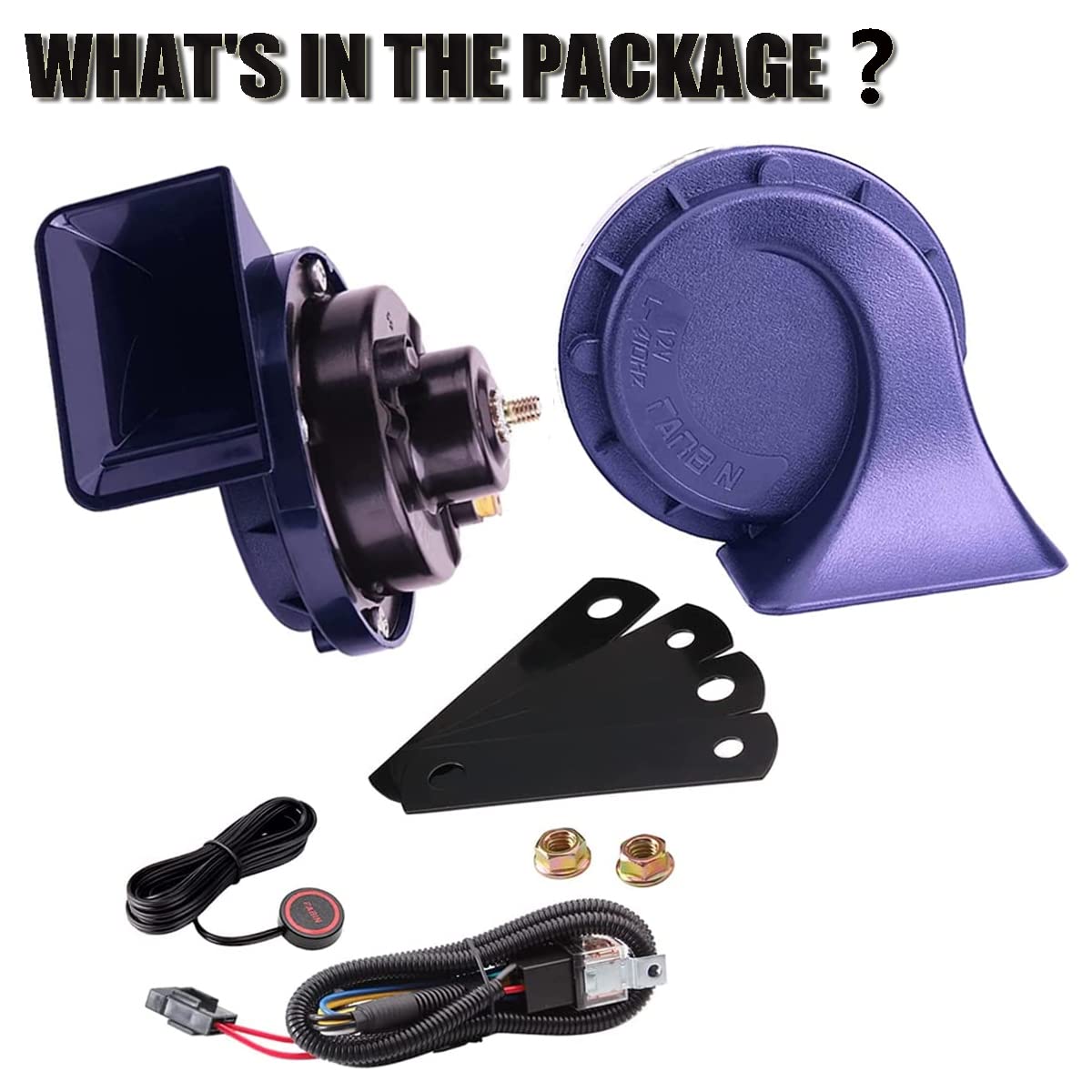 Car Horn Truck Horns 12V,BANHAO Train Horn Waterproof High Low Dual Tone Universal Fit Super Loud Electric Snail Horns Kit for all 12V vehicles, RVs, pickups and off-road cars (with button)