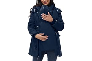 PBNBP Womens 3-in-1 Maternity Puffer Coats Winter Warm Quilted Lined Parka Water-Resistant Babywearing Hooded Jackets