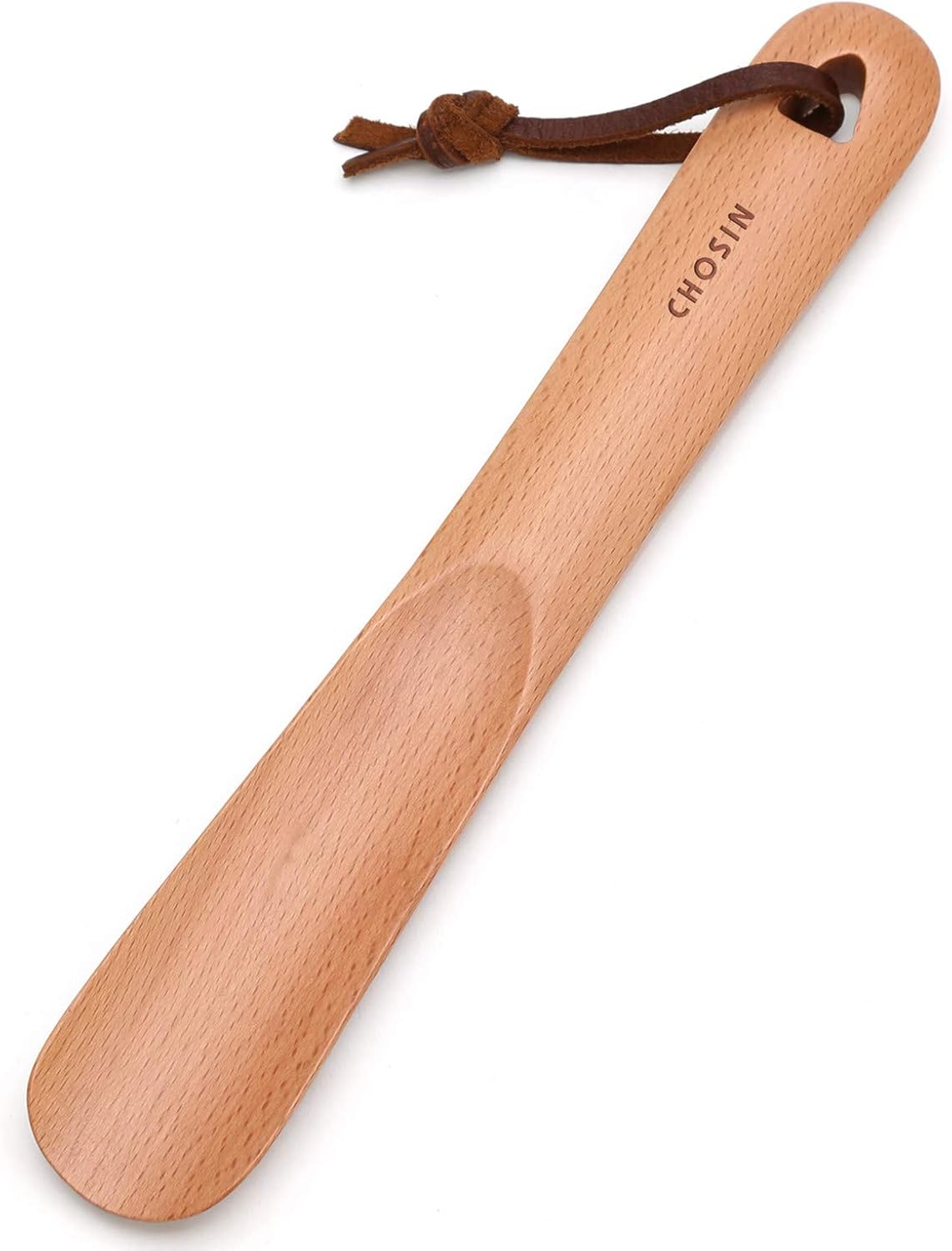 CHOSIN Wooden Shoe Horn with leather strap 9.5” inches
