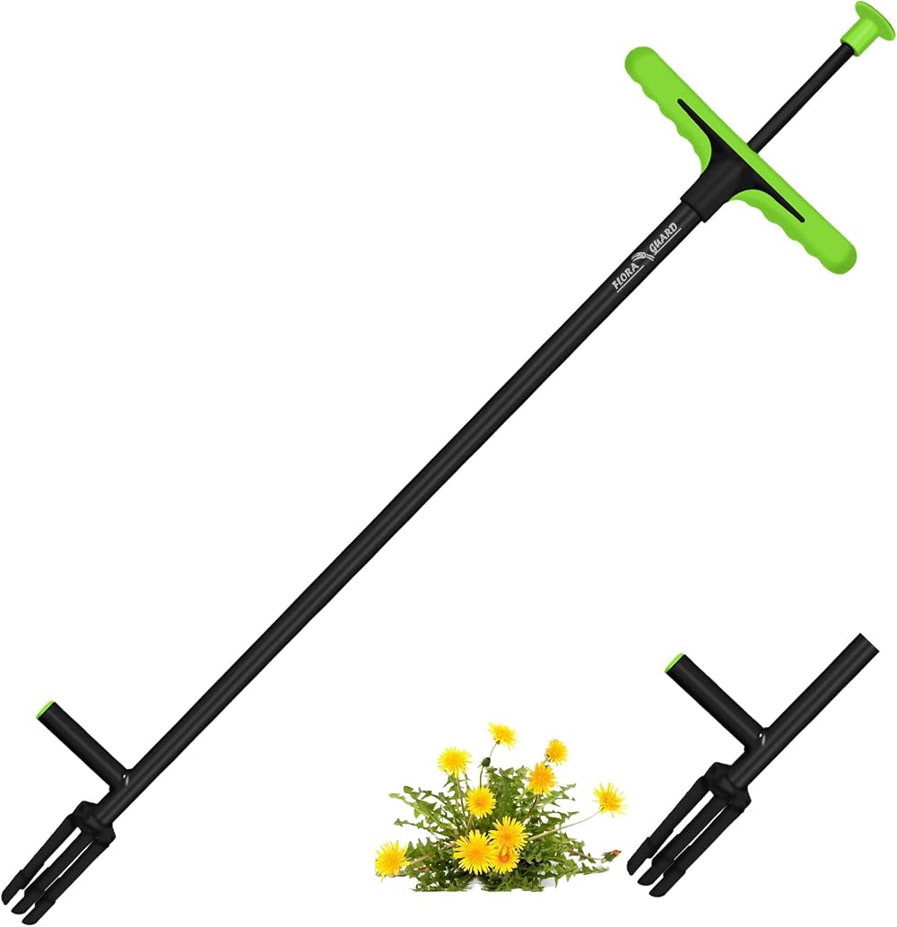 FLORA GUARD 3.3ft Stand-Up Weeder Tool with 4 Claws - Ergonomic Design