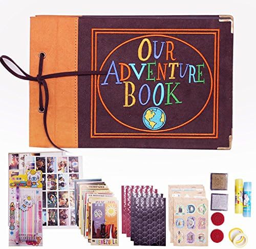 XIDUOBAO Embroidered Our Adventure Photo Album, Retro Photo Album Anniversary Scrapbook DIY Travel Wedding Album